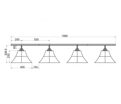 Светильник бильярдный Классика 1 на 4 плафона