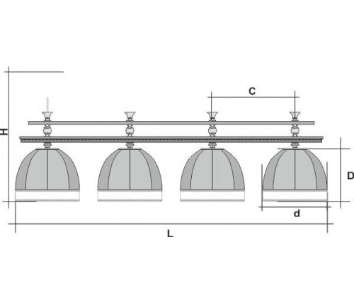 Светильник бильярдный Аристократ-Люкс 2 на 4 плафона, ясень.