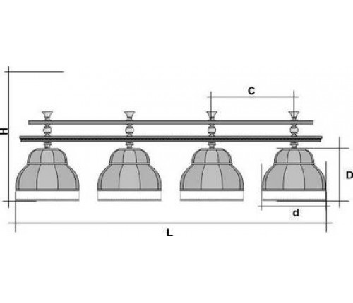 Светильник бильярдный Аристократ-2 на 4 плафона, ясень.