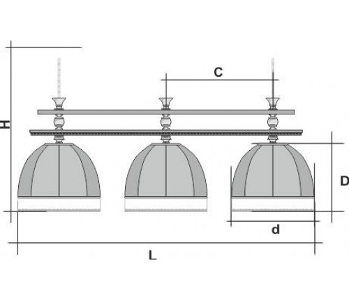 Светильник бильярдный Аристократ-Люкс 2 на 3 плафона, ясень.
