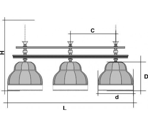 Светильник бильярдный Аристократ-2 на 3 плафона, ясень.