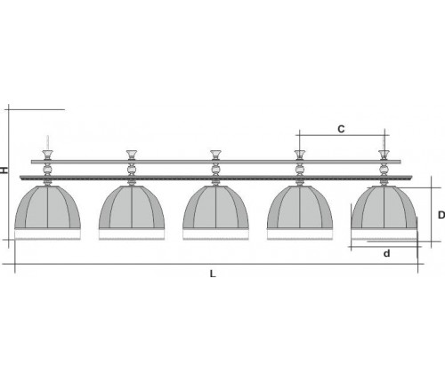 Светильник бильярдный Аристократ-Люкс 2 на 5 плафонов, ясень.