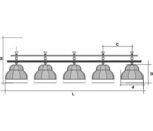 Светильник бильярдный Аристократ-2 на 5 плафонов, ясень.